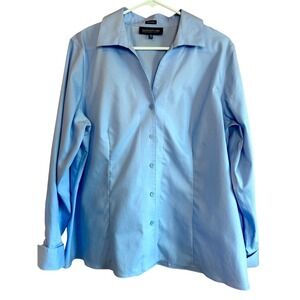 Jones New York Collection Woman Light Blue Non Iron Button Down Shirt 14W